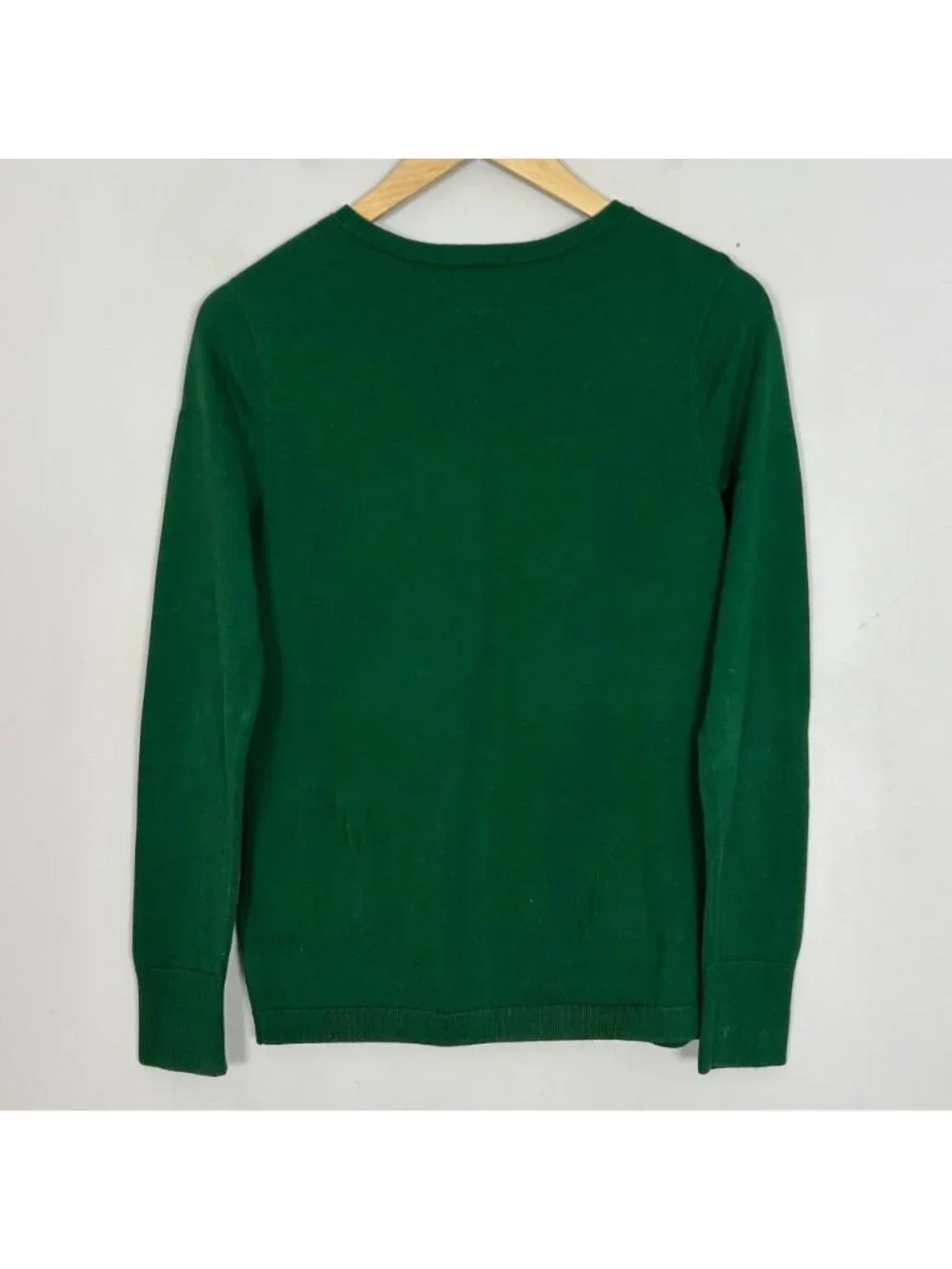 Lands’ End Green Crewneck Sweater Christmas Wreath Size XS (2-4) Women's